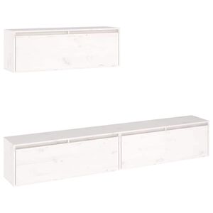 vidaXL 3-teiliges TV-Schrank-Set Wei&szlig;es Massivholz Kiefer