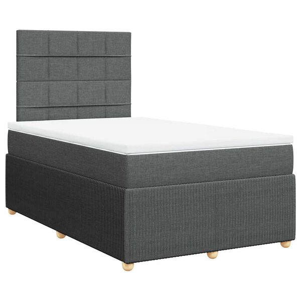 vidaXL Boxspringbett mit Matratze Dunkelgrau 120x200 cm Stoff