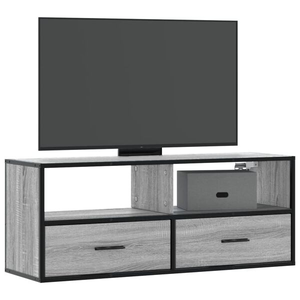 vidaXL TV-Schrank Grau Sonoma 100x31x39,5 cm Holzwerkstoff und Metall