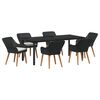 vidaXL Garten Essgruppe mit Kissen 7 pcs Schwarz Poly-Rattan
