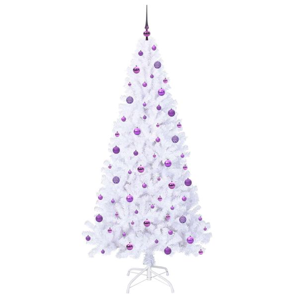 vidaXL K&uuml;nstlicher Weihnachtsbaum Wei&szlig; 210 cm PVC und Stahl