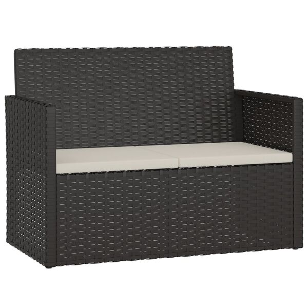 vidaXL 4-tlg. Garten-Lounge-Set mit Kissen Poly Rattan Schwarz
