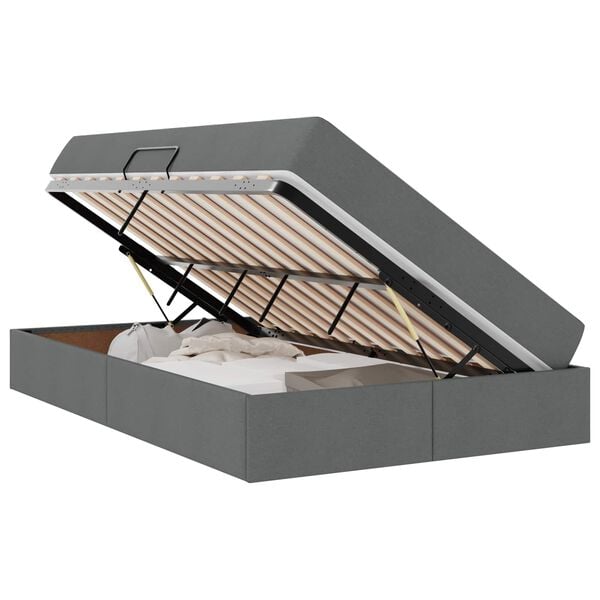vidaXL Aufbewahrungsbett mit Matratze Dunkelgrau 120 x 200 cm