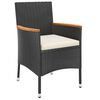 vidaXL 5-tlg. Garten-Bistro-Set mit Kissen Schwarz Poly Rattan