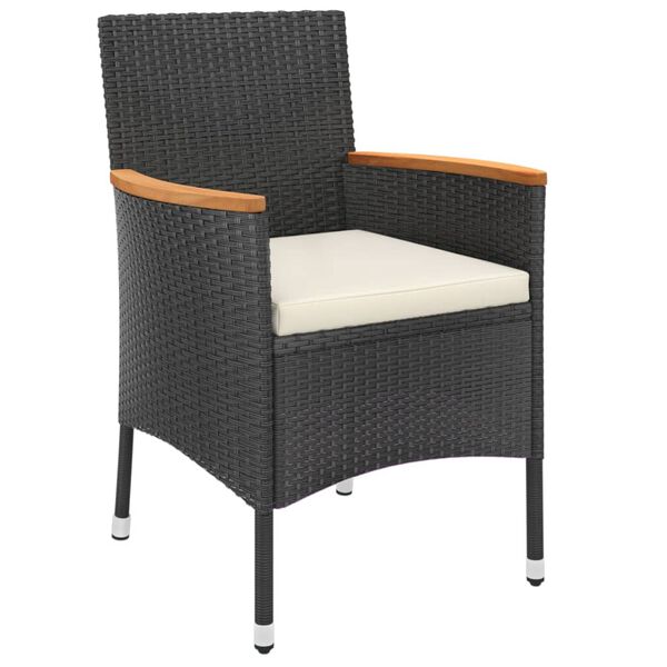 vidaXL 5-tlg. Garten-Bistro-Set mit Kissen Schwarz Poly Rattan