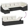 vidaXL Sofa Set mit Kissen mit Speicher 7 pcs Schwarz Poly-Rattan