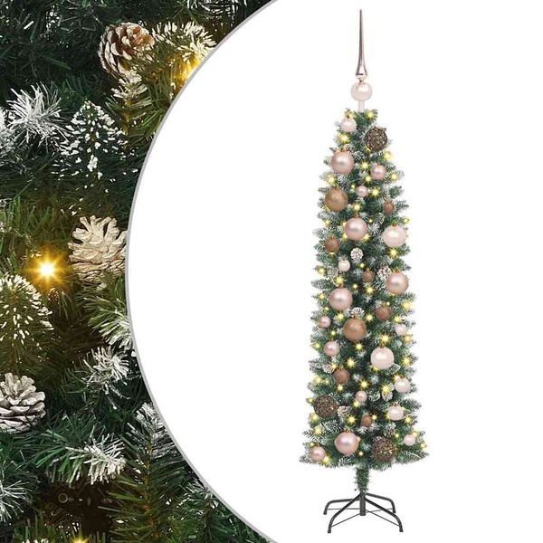 vidaXL K&uuml;nstlicher schlanker Weihnachtsbaum Gr&uuml;n und Wei&szlig; 120 cm