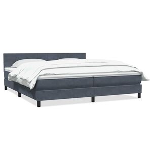 vidaXL Boxspringbett mit Matratze Dunkelgrau 180x210 cm Samt