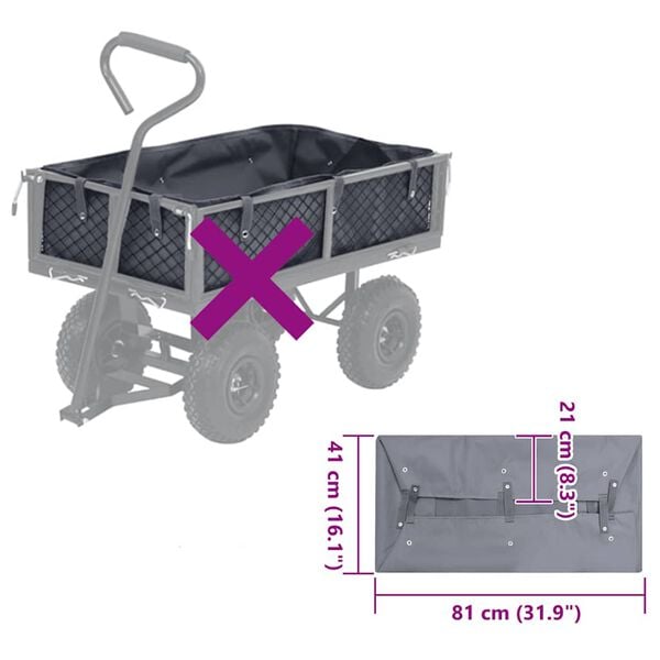 vidaXL Gartenwagen-Einlage Dunkelgrau 81x41x21 cm Stoff