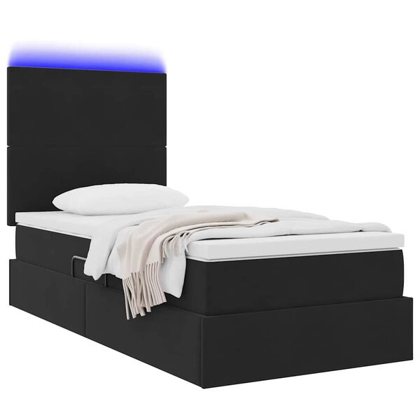 vidaXL Bett mit Stauraum und LED mit LED Schwarz 100 x 200 cm Samt