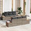 vidaXL Garten-Sofa-Set mit Kissen mit Speicher 7 pcs Grau Poly Rattan