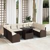 vidaXL Gartensofa-set mit Kissen mit Speicher 10 pcs Braun Poly Rattan