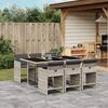 vidaXL 7-tlg. Garten-Essgruppe mit Kissen Hellgrau Poly Rattan