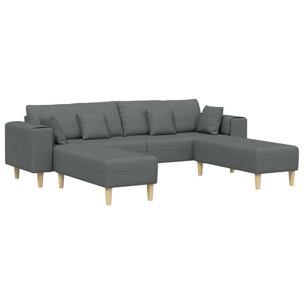 vidaXL Sofa mit Kissen 3 pcs Dunkelgrau Stoff
