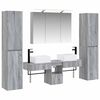 vidaXL Badezimmerm&ouml;bel-Set 6 pcs Grau Sonoma Ingenieurholz und Glas
