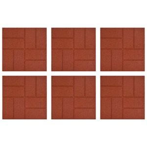 vidaXL Gehwegstein 6 pcs Rot 40,5 x 40,5 x 2 cm Gummi