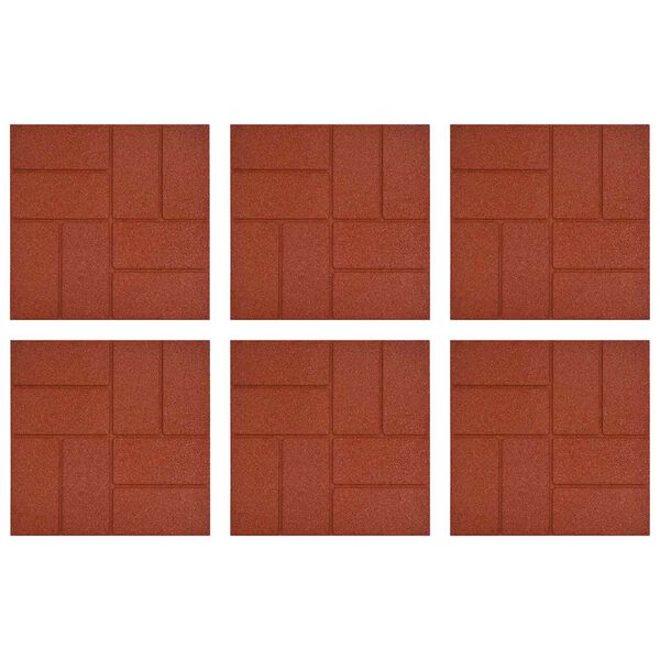 vidaXL Gehwegstein 6 pcs Rot 40,5 x 40,5 x 2 cm Gummi