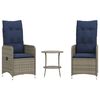 vidaXL Gartenst&uuml;hle Verstellbar 2 Stk. mit Tisch Grau Poly Rattan