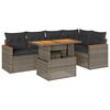 vidaXL 6-tlg. Garten-Sofagarnitur mit Kissen Grau Poly Rattan Akazie