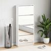 vidaXL Schuhschrank mit 4 F&auml;chern Spiegel Wei&szlig; 63&times;17&times;134 cm