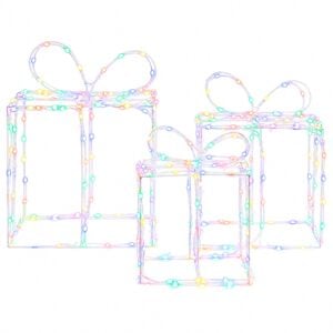 vidaXL Beleuchtete Weihnachts-Geschenkboxen LOVIISA 3 stk. 360 LEDs