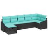 vidaXL Sofa Set mit Kissen mit Speicher Schwarz Poly-Rattan