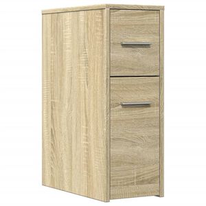 vidaXL Badschrank Schmal mit Rollen Sonoma-Eiche Holzwerkstoff