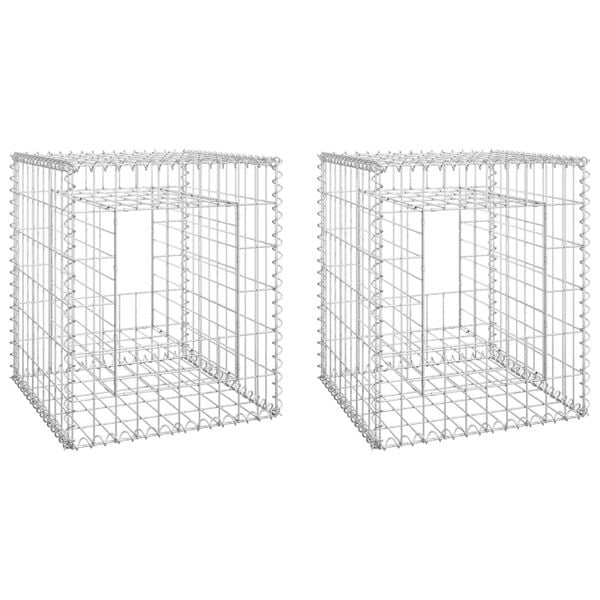 vidaXL Gabionensäulen 2 Stk. 50x50x60 cm Eisen