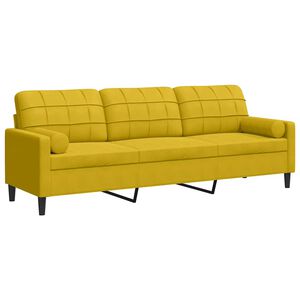 vidaXL Sofa 3-Sitzer mit Zierkissen Gelb 210 cm Samt