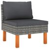 vidaXL 4-Sitzer-Gartensofa mit Kissen Grau Poly Rattan