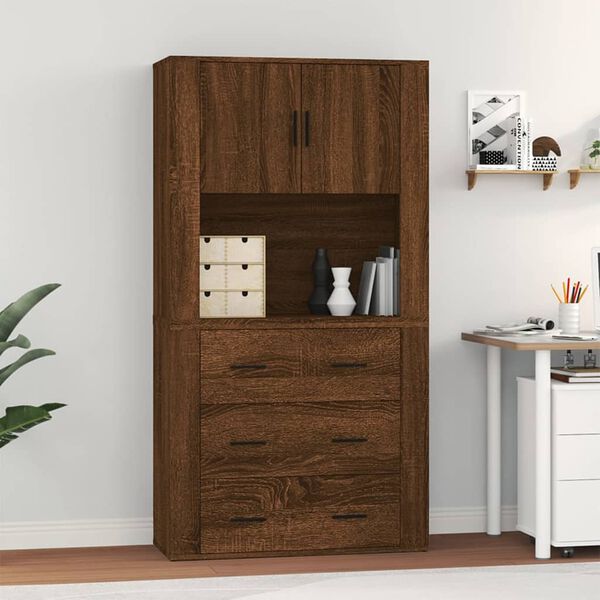 vidaXL Highboard Braun Eichen-Optik Holzwerkstoff