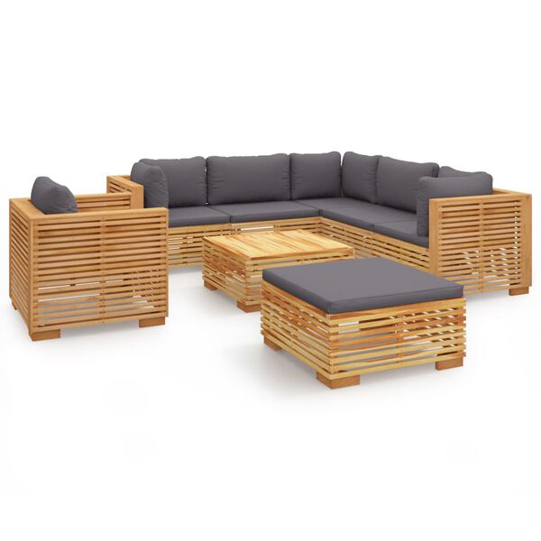 vidaXL 8-tlg. Garten-Lounge-Set mit Kissen Massivholz Teak