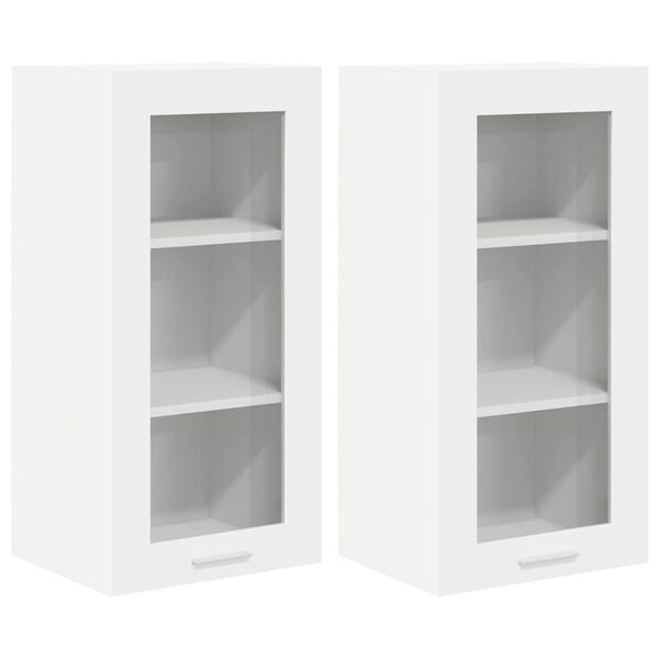 vidaXL H&auml;ngeschrank mit T&uuml;r 2 pcs Wei&szlig; 40 x 31 x 80 cm Holzwerkstoff