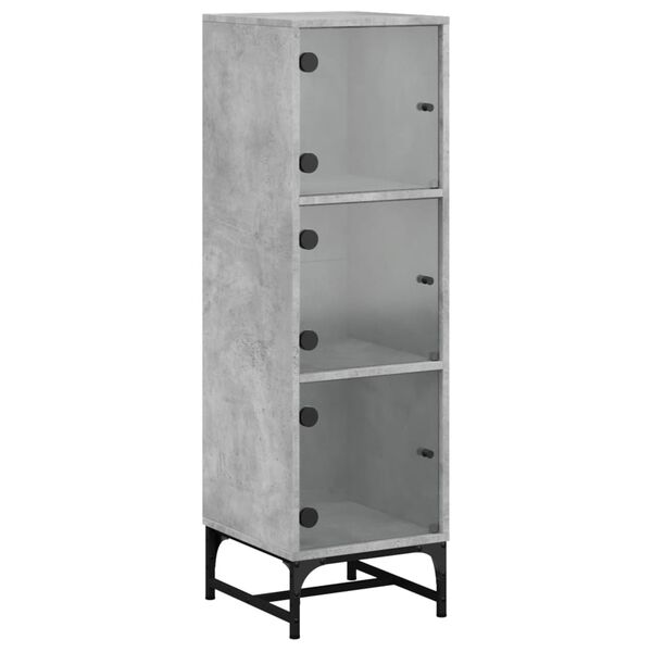 vidaXL Highboard mit Glast&uuml;ren Betongrau 35x37x120 cm