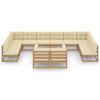vidaXL 13-tlg. Garten-Lounge-Set mit Kissen Honigbraun Massivholz