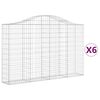 vidaXL Gabionen mit Hochbogen 6 Stk. 200x30x120/140cm Verzinktes Eisen