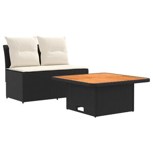 vidaXL 2 St&uuml;ck Garten Mittel Sofa Mit Hochklapptisch Poly-Rattan