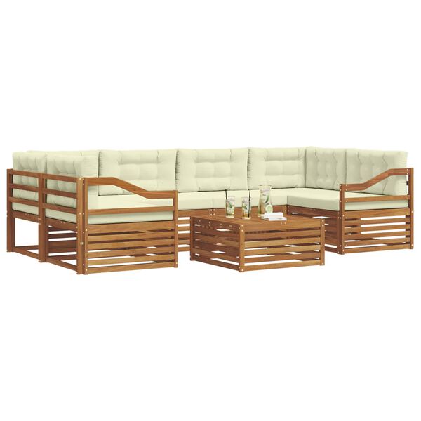 vidaXL Outdoor-Sofagarnitur mit Kissen 7 pcs Natur und Creme