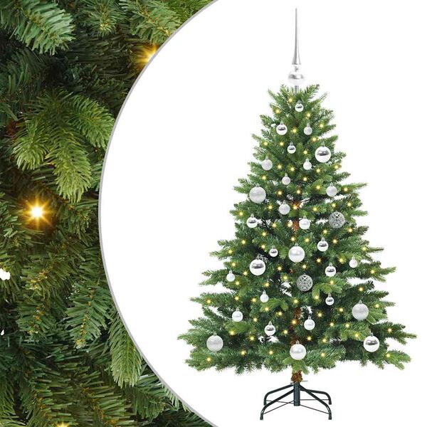 vidaXL Künstlicher Weihnachtsbaum mit 150 LEDs Grün 120 cm PE und PVC