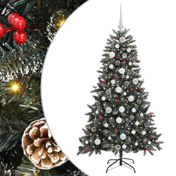 vidaXL K&uuml;nstlicher Weihnachtsbaum Gr&uuml;n 150 cm PVC, Plastik und Stahl
