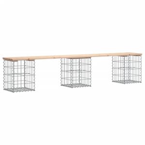 vidaXL Gartenbank aus Gabionen 203x31x42 cm Massivholz Kiefer