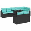 vidaXL Gartensofa-set 9 stk. Schwarz und Blau Poly-Rattan