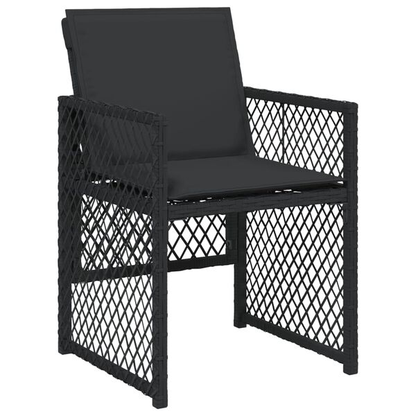 vidaXL Gartenst&uuml;hle mit Kissen 4 Stk. Schwarz Poly Rattan