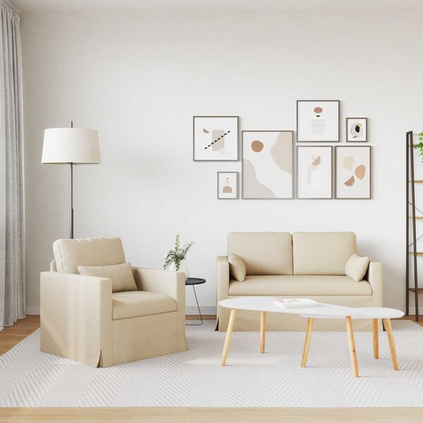 vidaXL Sofa 2 pcs Creme 139 x 78 x 80 cm Stoff