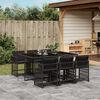 vidaXL 7-tlg. Garten-Essgruppe mit Kissen Schwarz Poly Rattan
