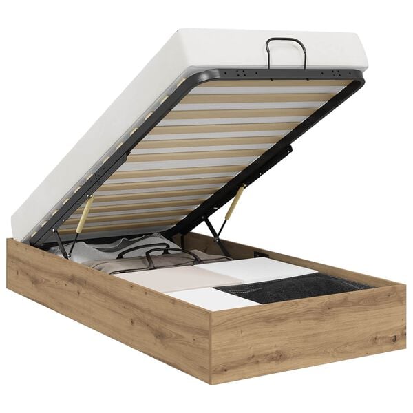 vidaXL Ottoman Bettgestell Artisan-Eiche 90 x 200 cm Holzwerkstoff