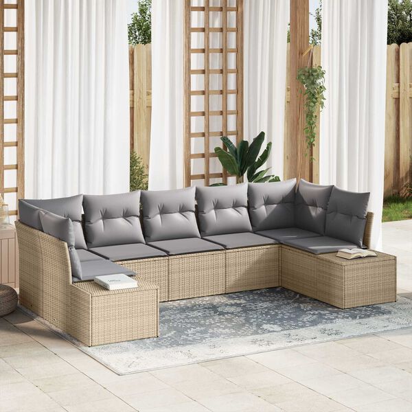 vidaXL Gartensofa-set 7 pcs Beige und Hellgrau Poly Rattan
