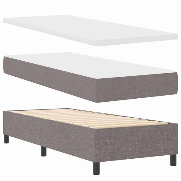 vidaXL Boxspringbett mit Matratze mit Kopfteil Taupe 200 x 80 cm Stoff