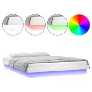 vidaXL Massivholzbett mit LEDs Wei&szlig; 160x200 cm