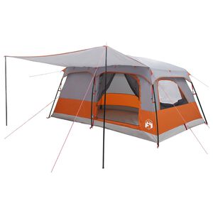 vidaXL Familienzelt 14 Personen Grau und Orange Polyester und Stahl